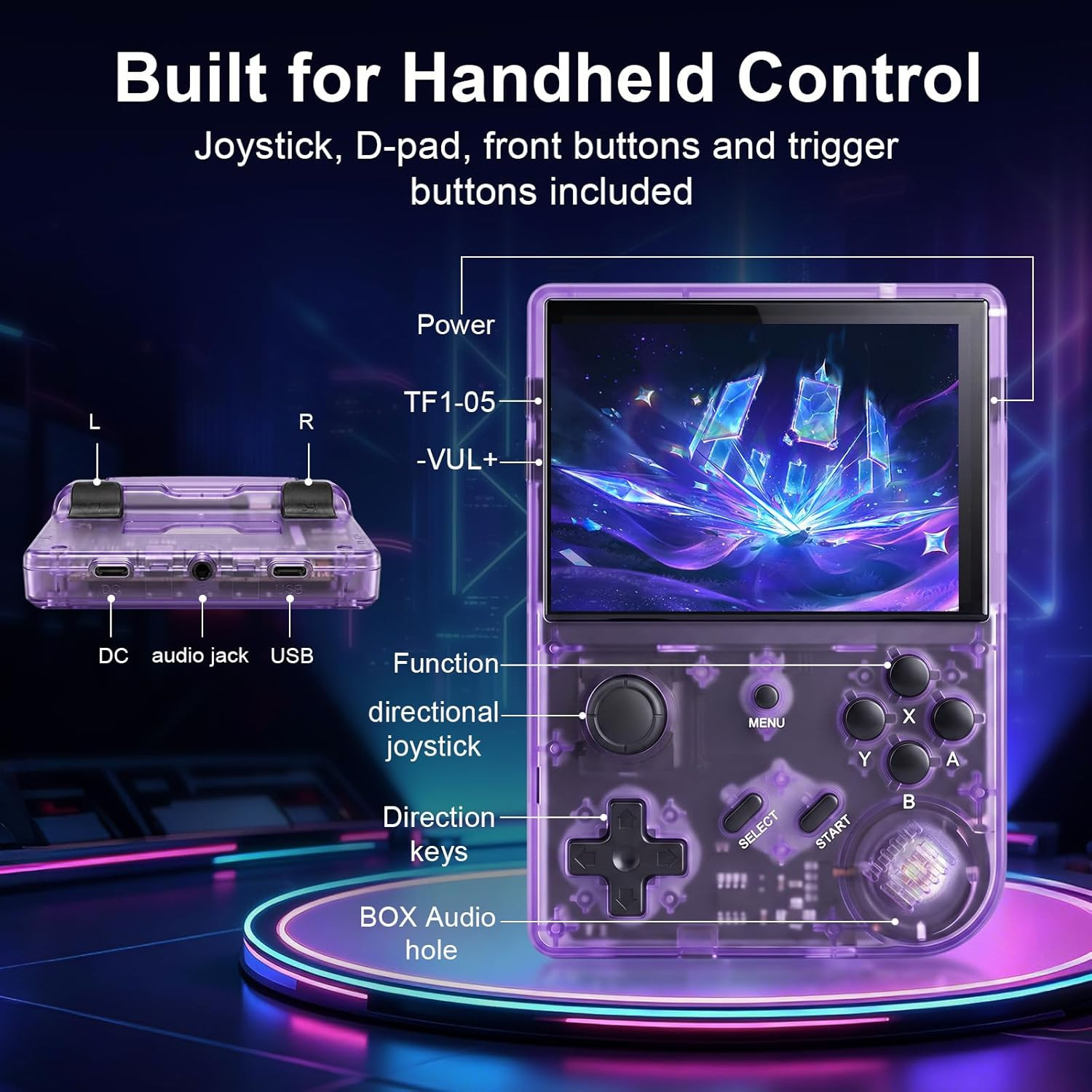 Retro Handheld Game Console with 2100+ Built-In Games, 64GB TF Card, 3.5-Inch IP