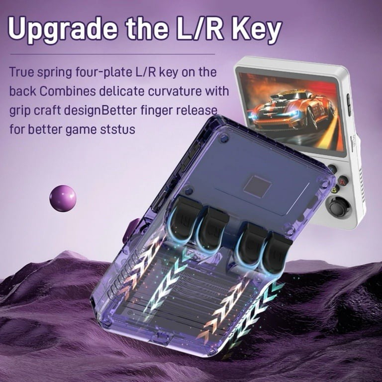 ZYTKWT R36S Handheld Game Console 3.5 IPS Screen 20000+ Games 128GB Purple