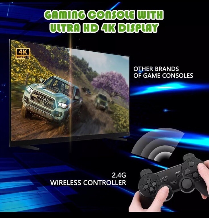 Dual 2.4G Wireless Premium Controllers 20000+ Games 4K HDMI Retro Game Console