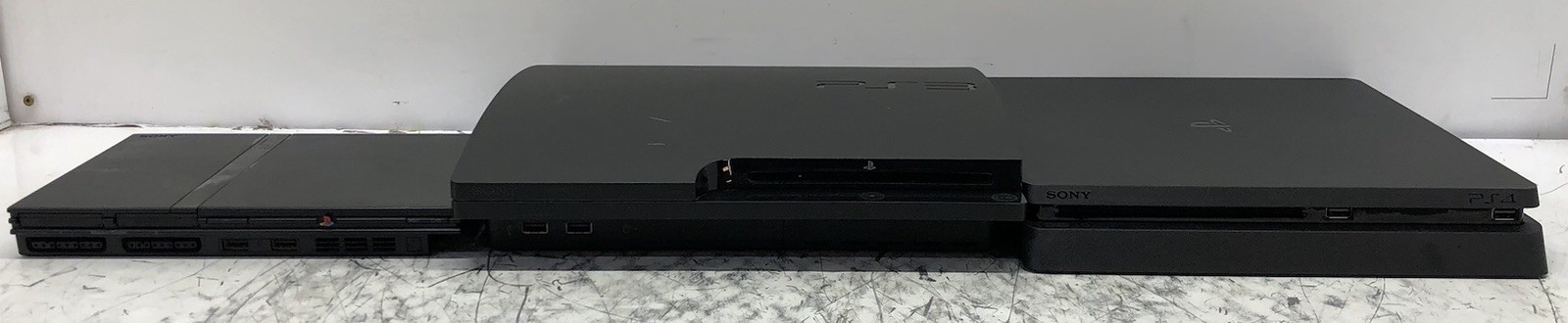 SLIM PLAYSTATION LOT OF PS2 PS3 PS4 CONSOLES RESET TESTED WORKING NO CONTROLLERS
