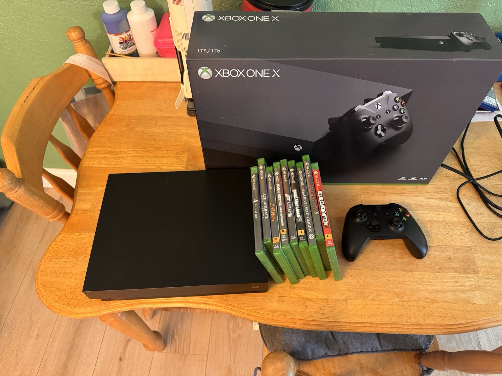 Microsoft Xbox One X 1TB Black Console In Box 9 Games