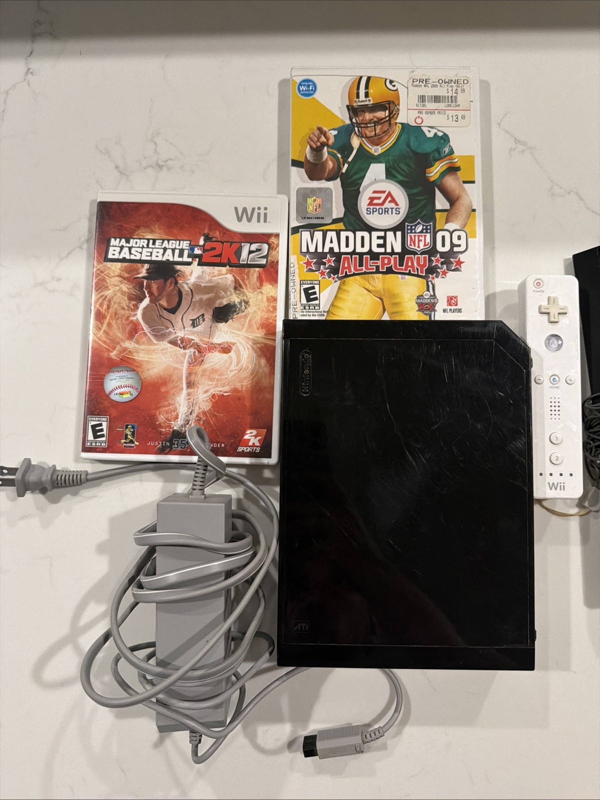 Nintendo Wii Black Console With Remote And Two Games Bundle Tested & Working