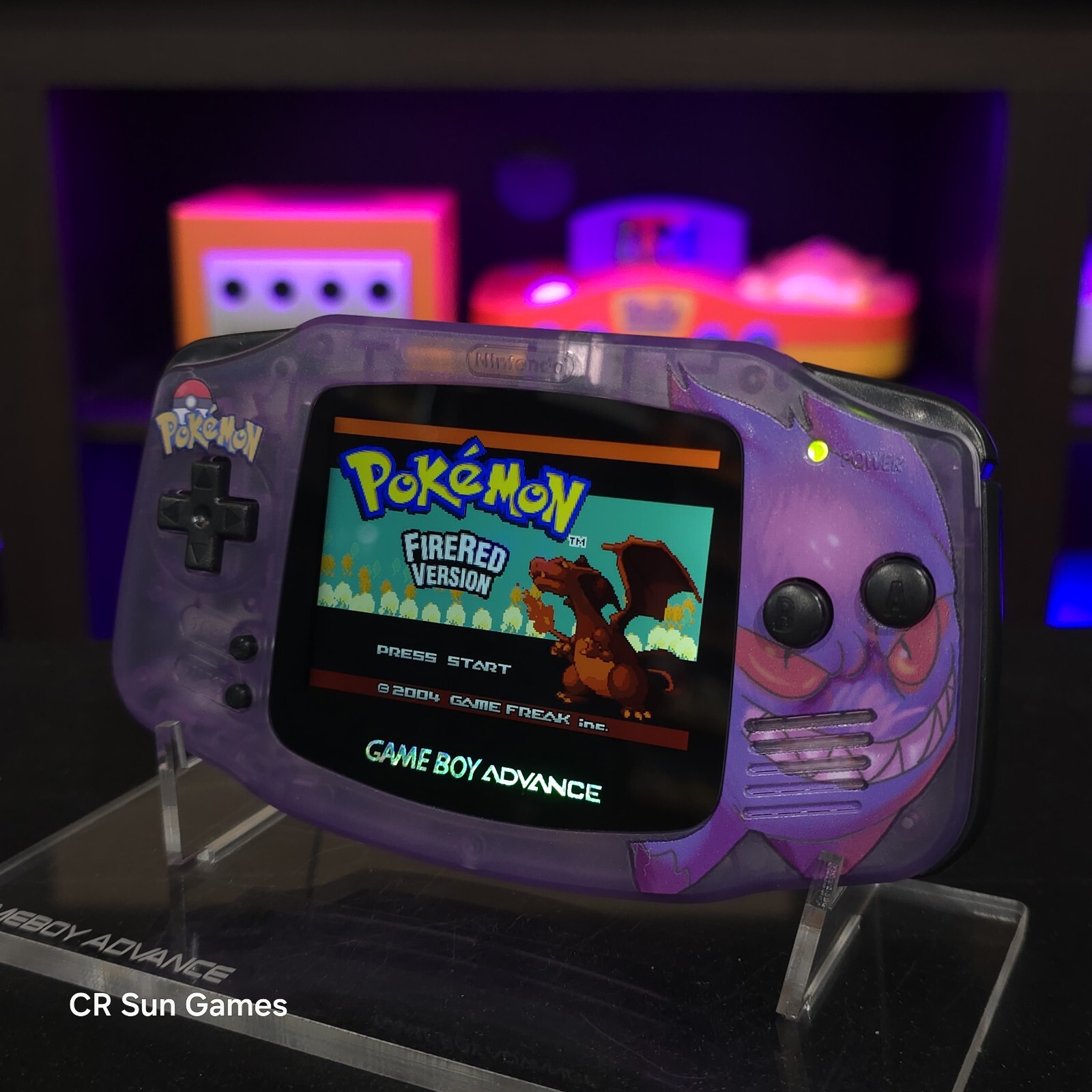 Gengar Purple Game Boy Advance GBA iPS LCD USB-C 1800 mAh Rechargeable Battery