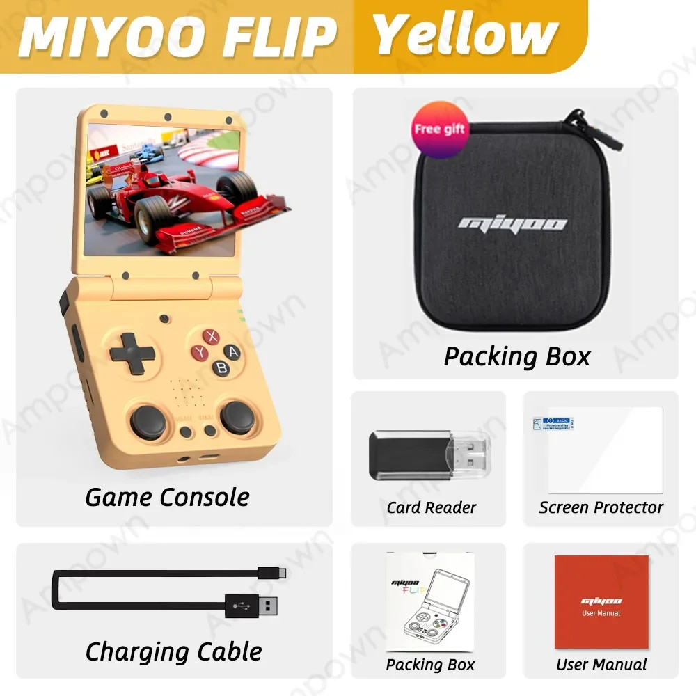 MIYOO FLIP V2 Handheld Game Players 3.5” IPS Screen Linux System Onion OS Video
