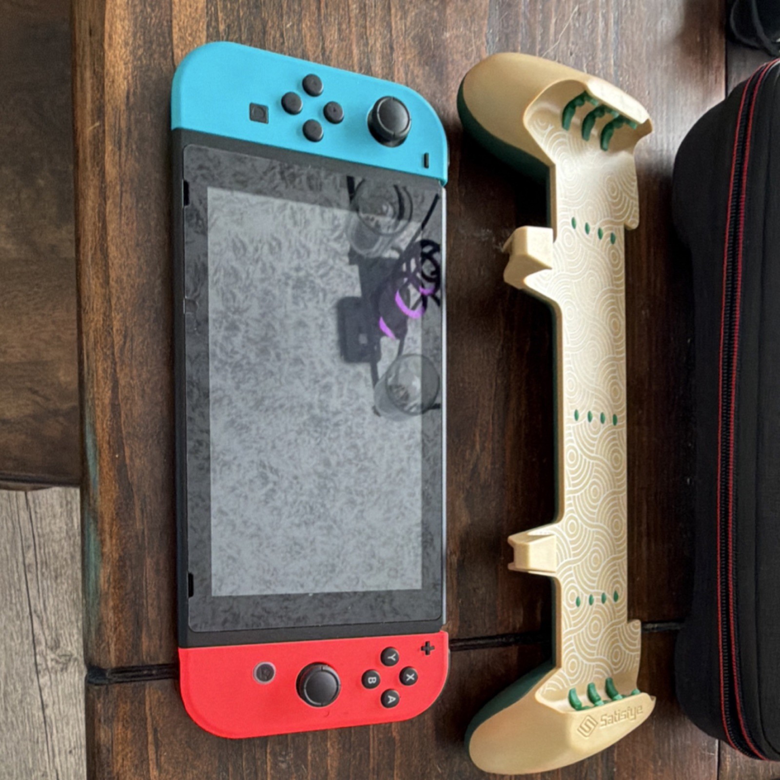Nintendo Switch Black Red Blue Console with Joy-Cons, Case, 128GB microSD