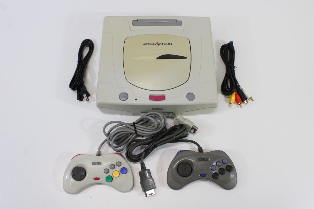 SEGA Saturn White Console Controller x2 AC AV HST-3220 SS JP Japan WORKING #6