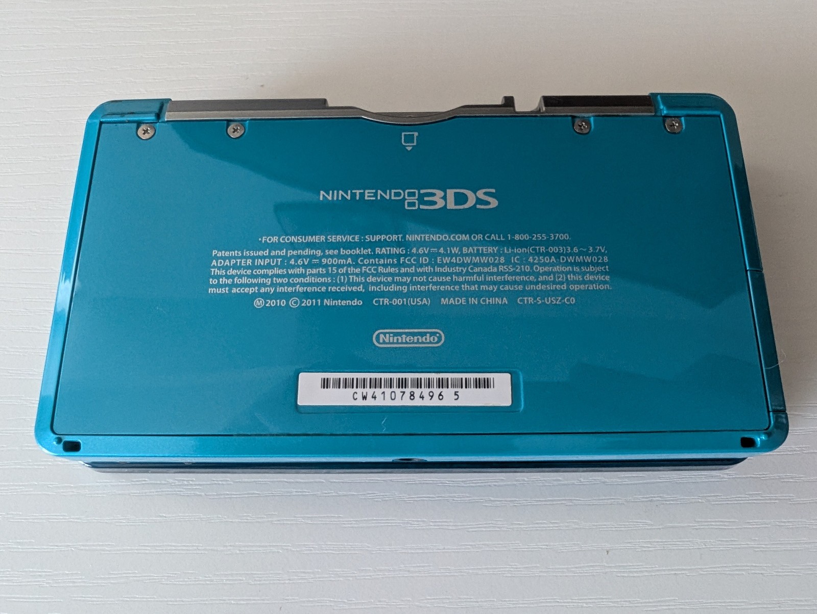 Nintendo 3DS Handheld Console Aqua Blue Region Free Console (No Stylus/Charger)