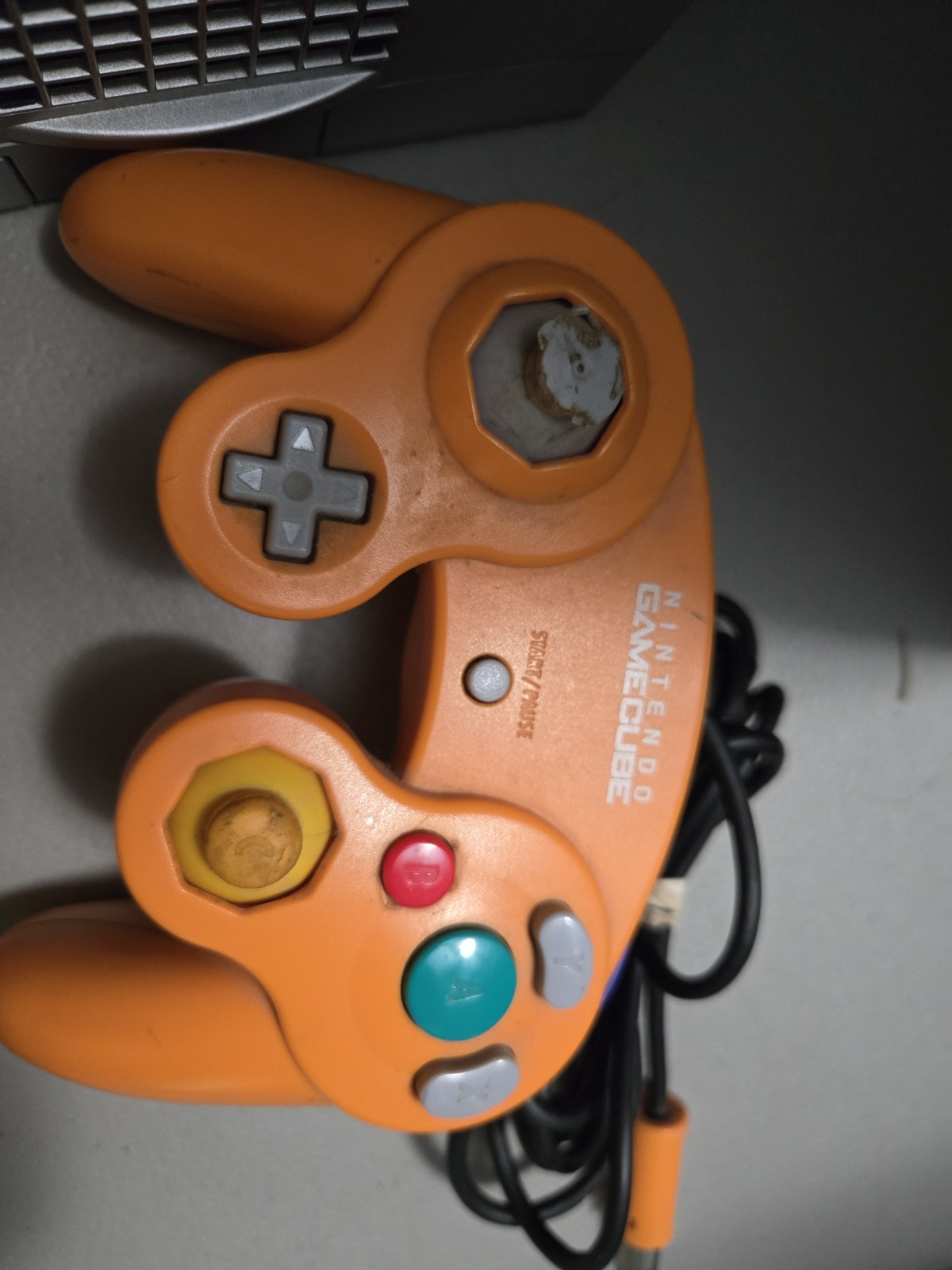 Nintendo GameCube Silver DOL-101 Console System W/Orange Controller 2 Mem Cards