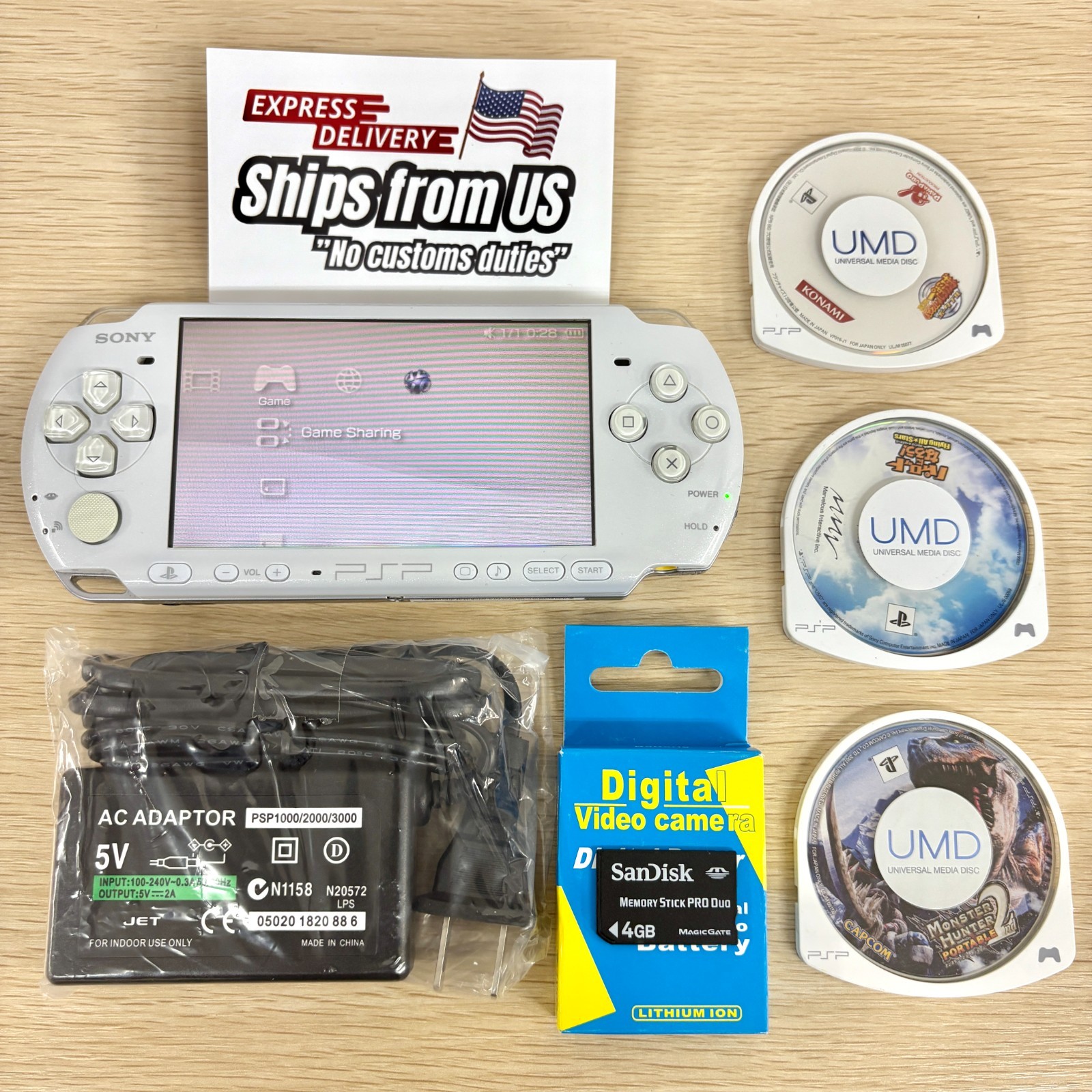 Sony PSP-3000 Console Select /Charger+newbattery+random3games+4G U.S Shipping