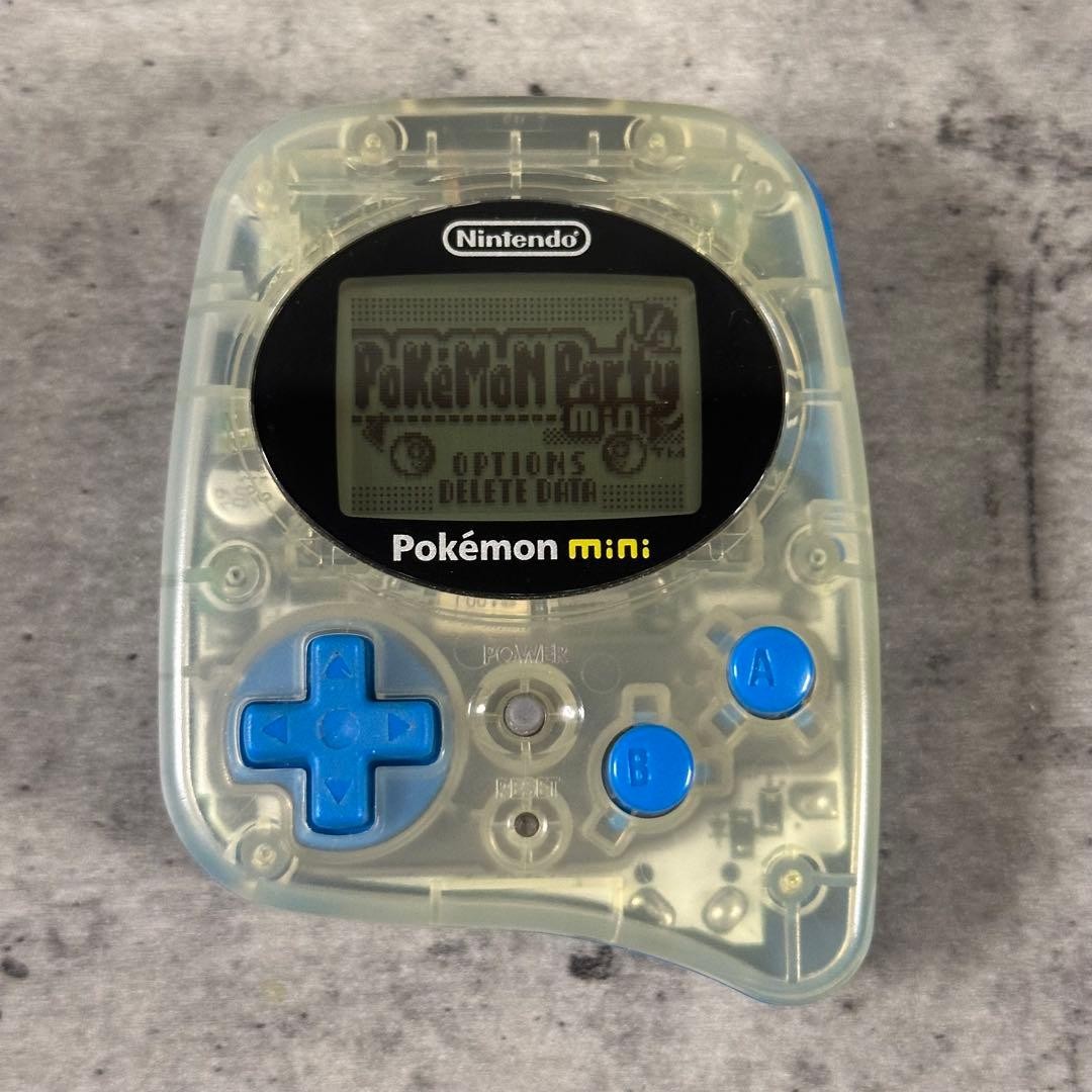 Nintendo Pokémon mini Console Clear + 3 Games Pichu Bros Party Pinball Tested