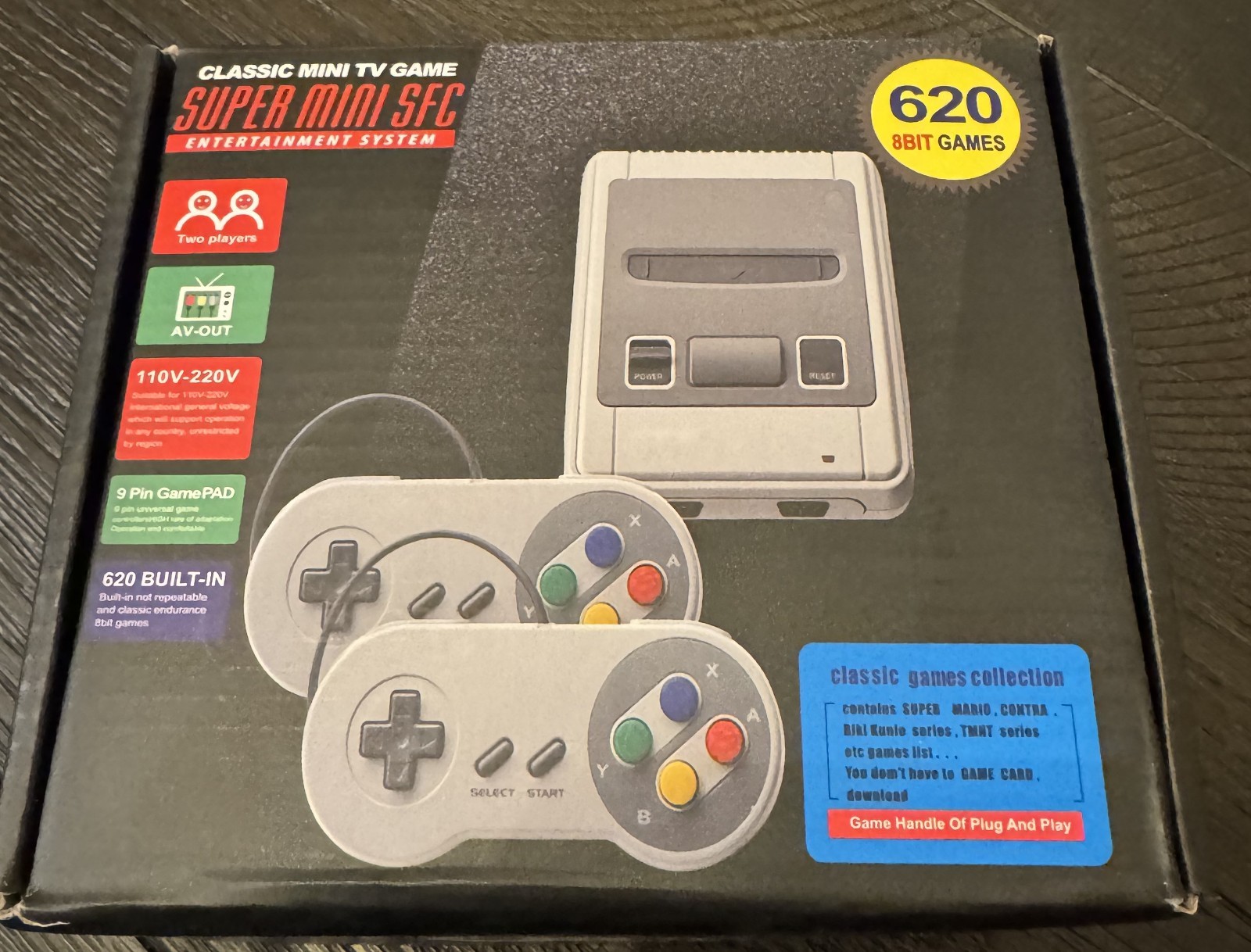 New Super Mini SFC Retro Game Con 620 Mario Bors Ninja Combat
