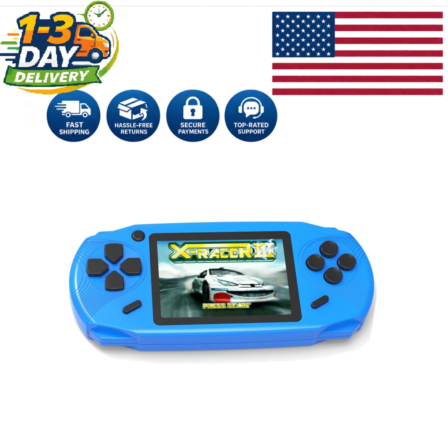 Kids 16-Bit Handheld Game Player – Ergonomic, Rechargeable & Lightweight Design
