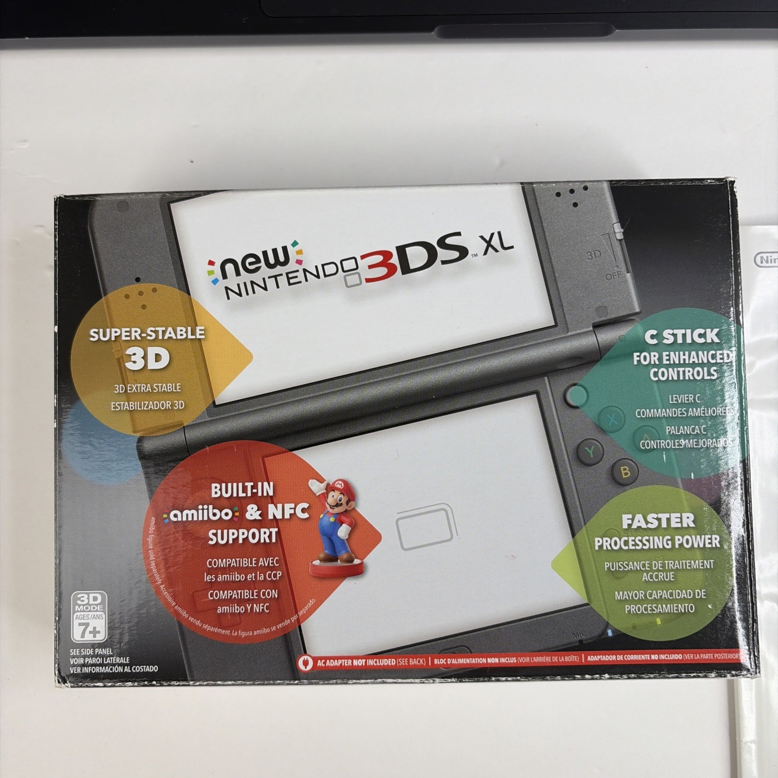 NICE! Nintendo New 3DS XL Black Complete Box W Charger Stylus US Model Top IPS
