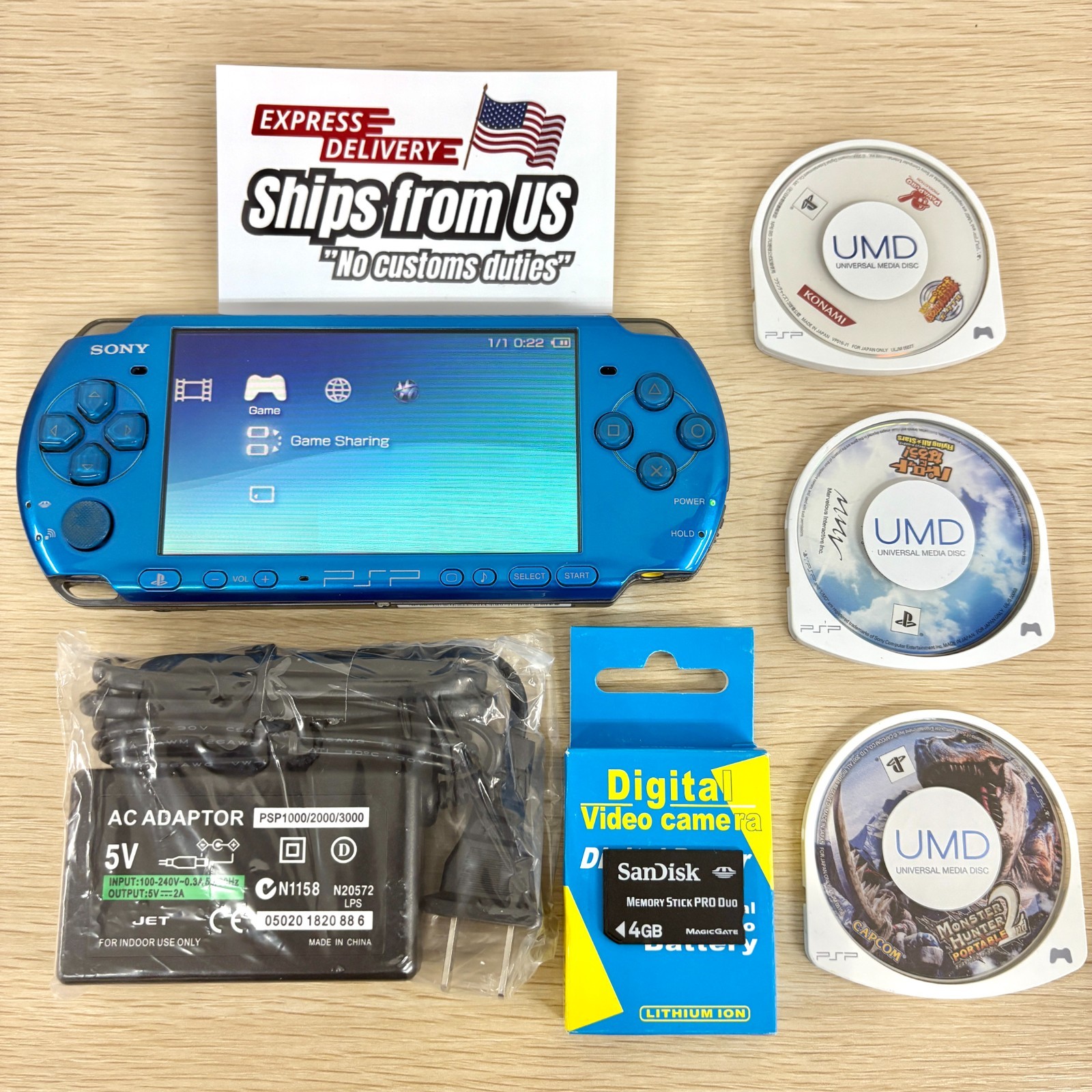 Sony PSP-3000 Console Select /Charger+newbattery+random3games+4G U.S Shipping
