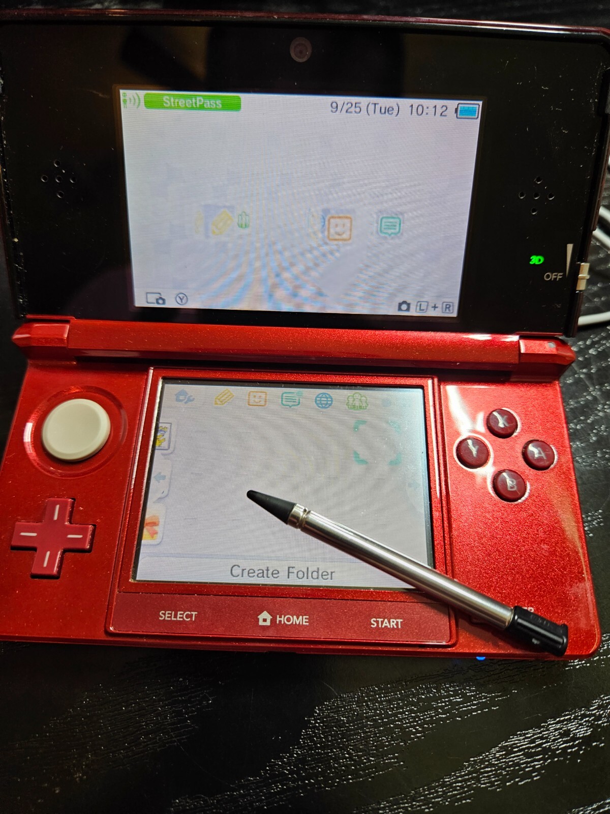 Flame Red Nintendo 3DS w/ Stylus + Charger – Authentic NTSC U.S. Region