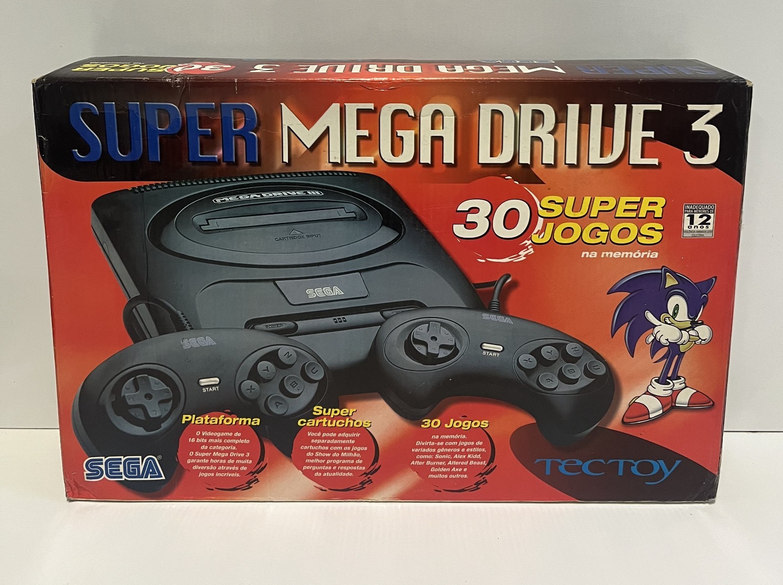SUPER MEGA DRIVE 3 TEC TOY SEGA BRAZIL 30 GAMES EDITION BOXED TESTED CONSOLE