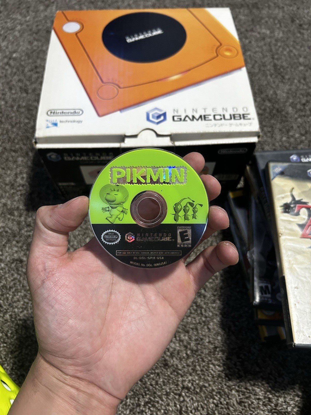 Nintendo GameCube Orange DOL-001 Game Console Tested US/Canada Discs Bundle