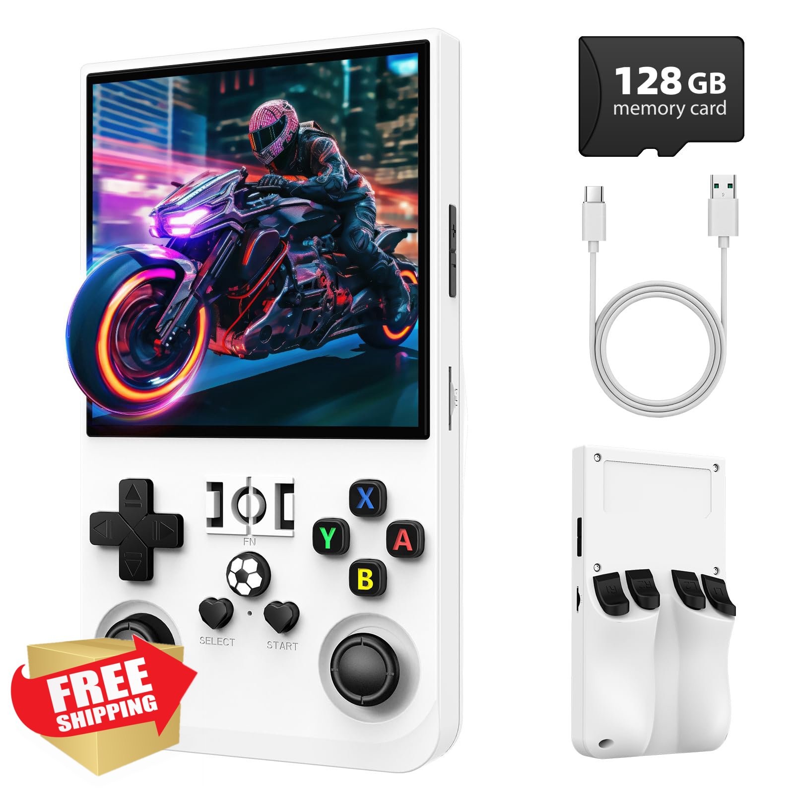 WDYQJE R36MAX Retro Handheld Game Console Pearl White 128gb
