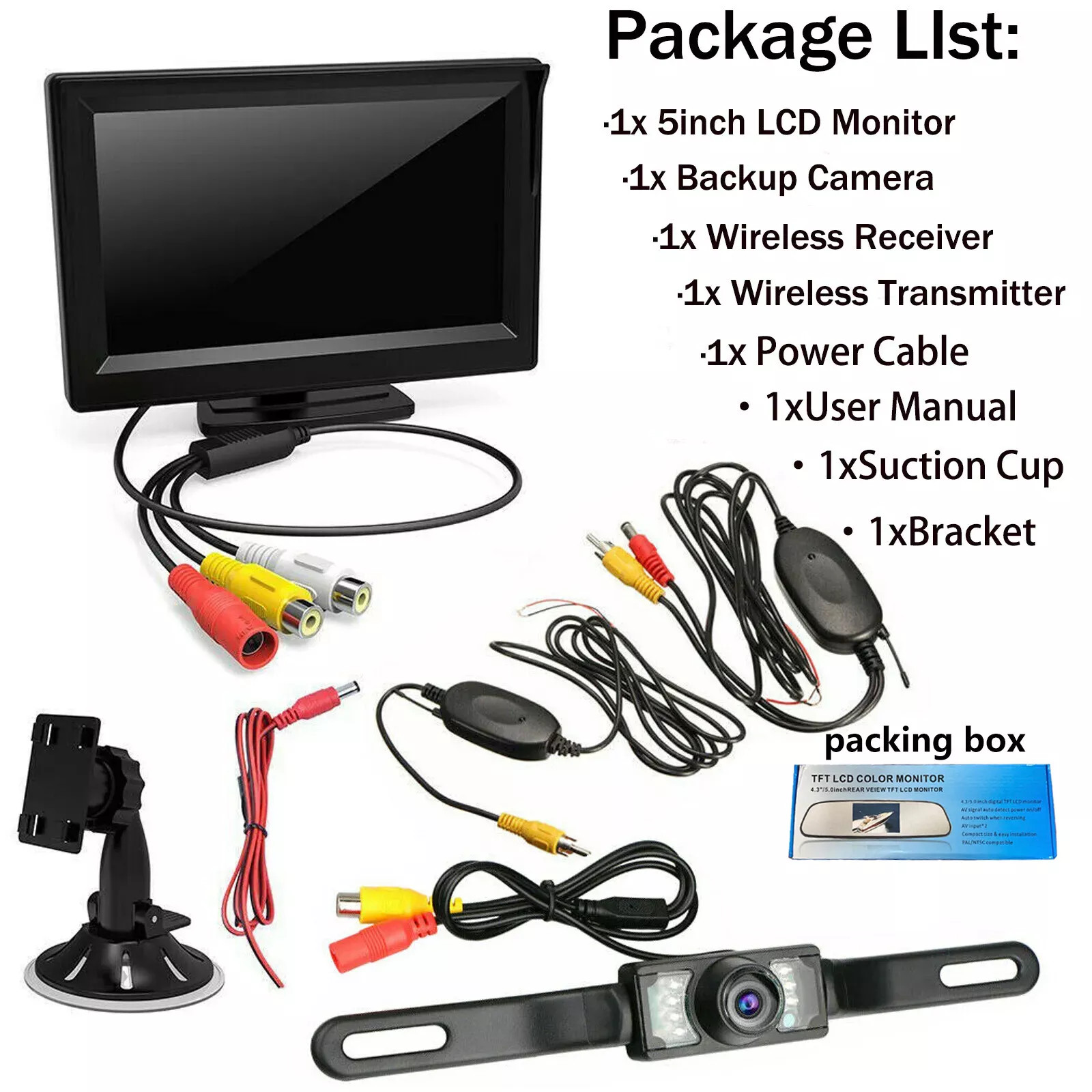 5″ Backup Camera Wireless Car Rear View HD Parking System Night Vision + Monitor