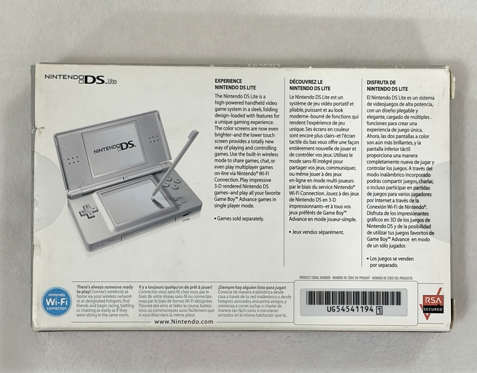 Nintendo DS Lite Metallic Silver Handheld System Brand New Factory Sealed