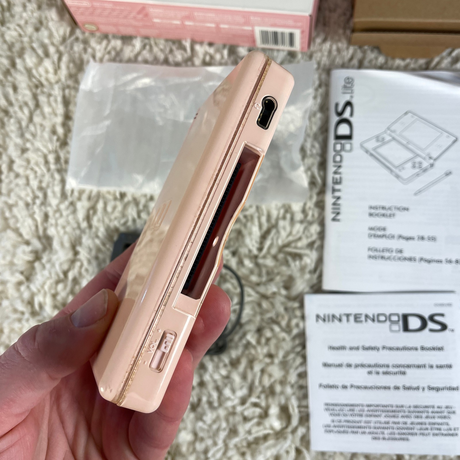 Nintendo DS Lite Coral Rose Pink Handheld System USG-001 Complete In Box CIB