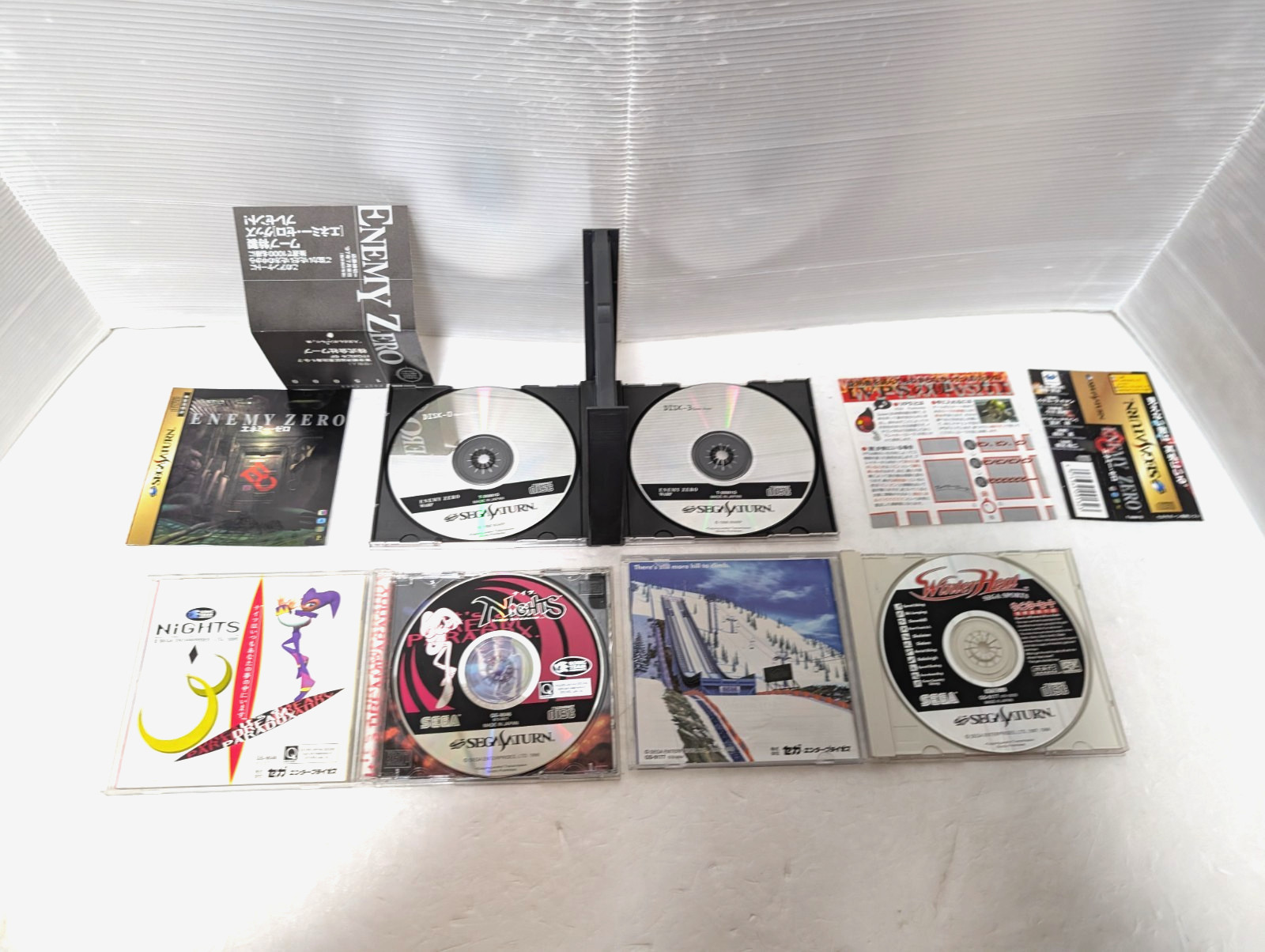 Sega Saturn White Console 3D Multi controller Game soft case Nights Japan