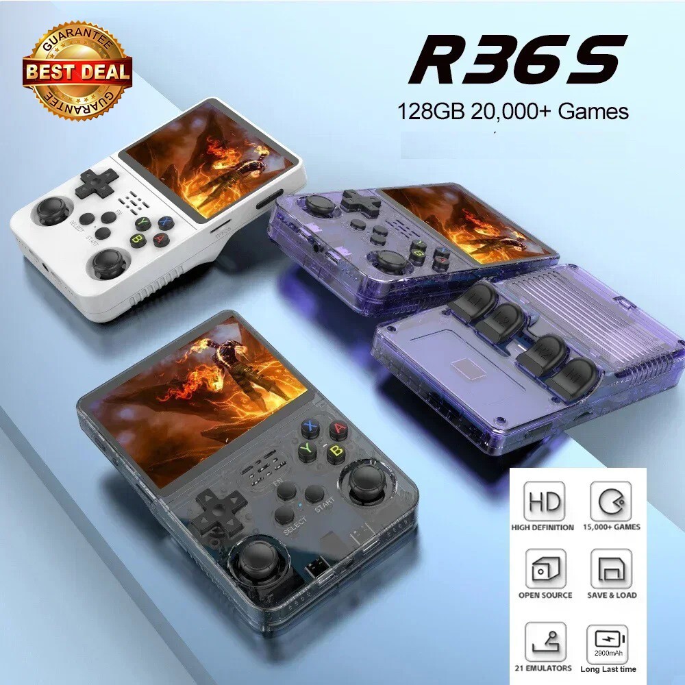 Retro Handheld Game Console 128GB R36S Linux 3.5” IPS + 20000 Classic Games