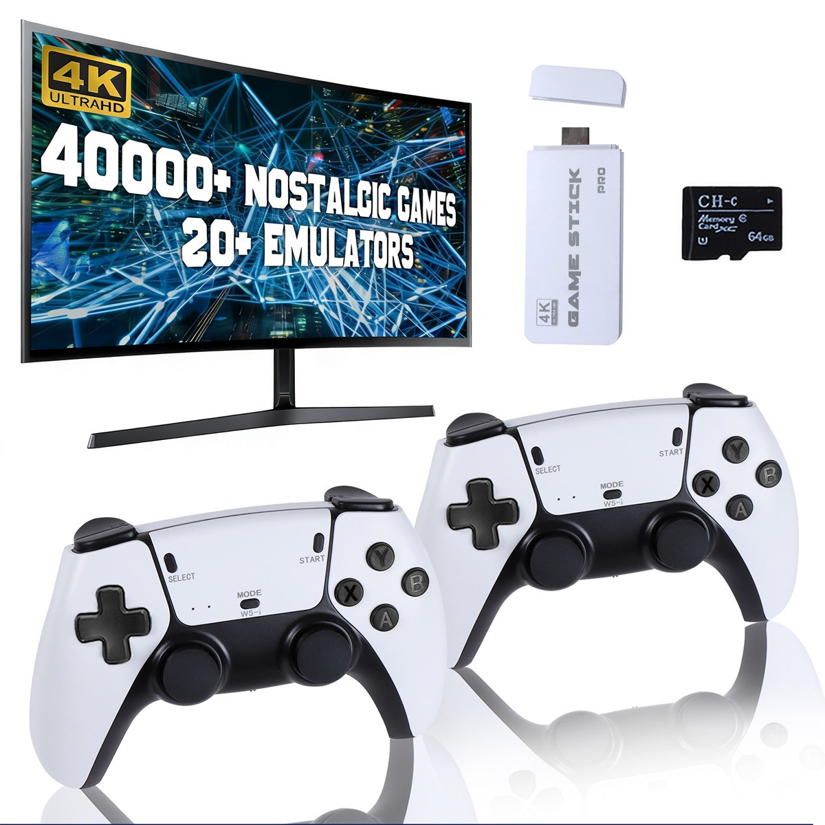4K 64G HDMI TV Video Game Stick M15 Gaming Console Gamepad 2 Wireless Controller