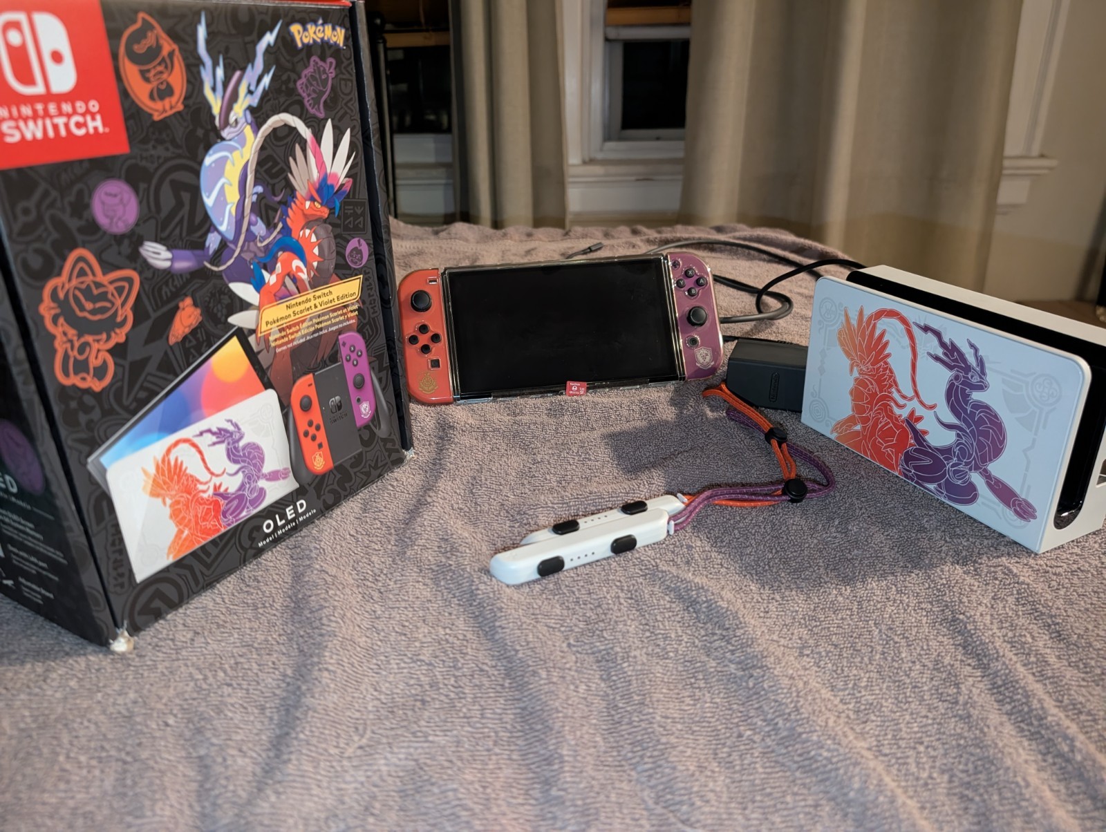 CIB Nintendo Switch OLED Pokémon Scarlet & Violet Edition Bundle + 128GB microSD