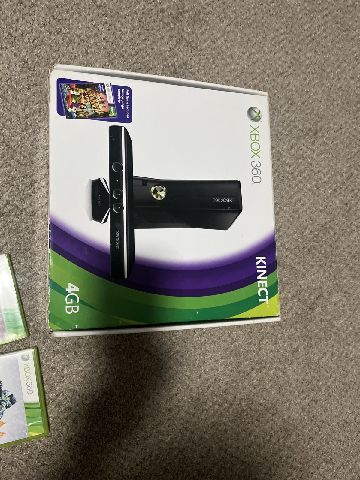 Microsoft Xbox 360 S Black 4GB Kinect Bundle with 15 Games Original Box & Cords