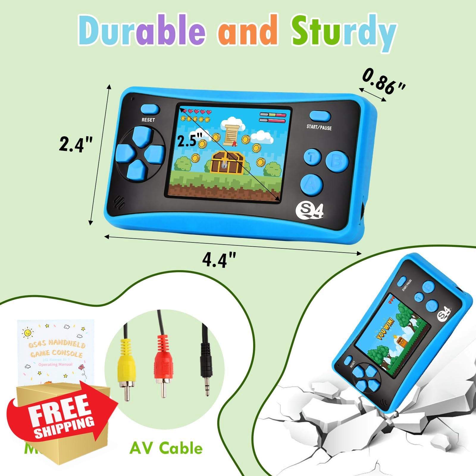 X-JOYKIDS Handheld Game 142 Classic Games 2.5″ LCD TV Output Blue