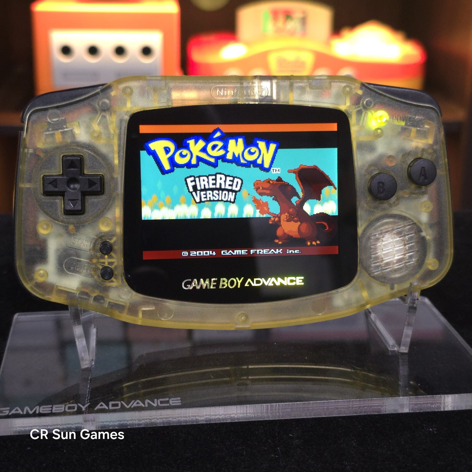 Clear Yellow Game Boy Advance GBA Console with iPS V5 Backlight Backlit LCD MOD