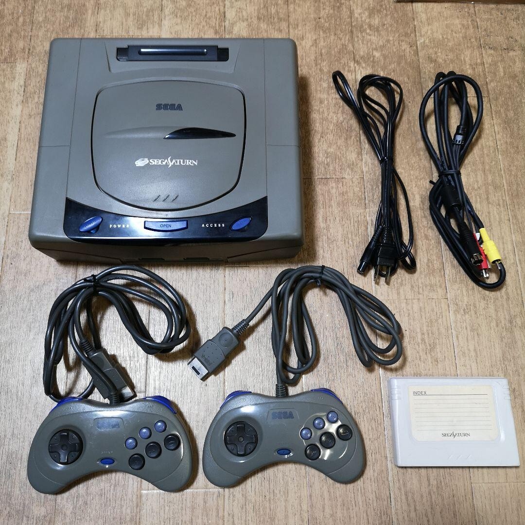 SEGA Saturn Console Controller set Gray HST-3200 Cable Tested Japanese System SS