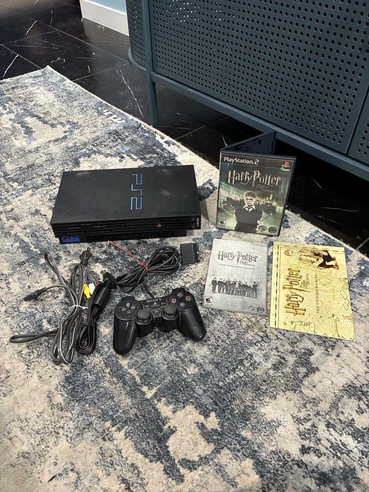 Sony PlayStation 2 Console + 1 Sony Controller + CIB Harry Potter Game + Cables