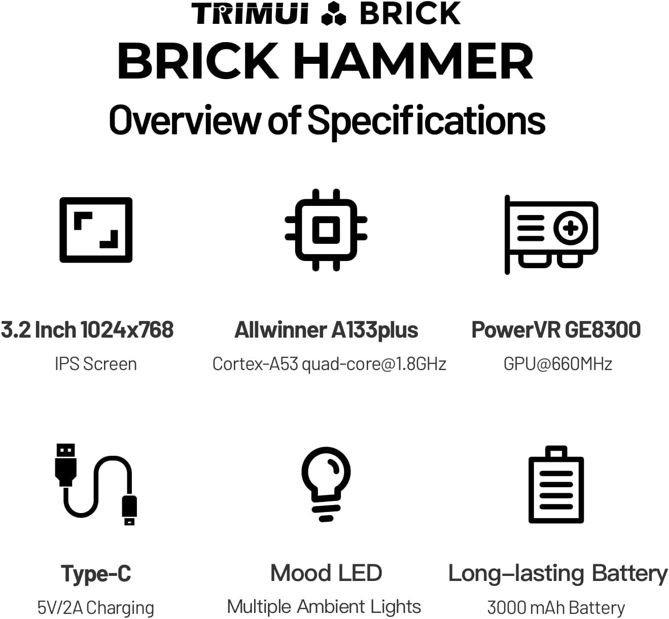 Trimui Brick Hammer Metal Body Handheld Pink 3000mAh