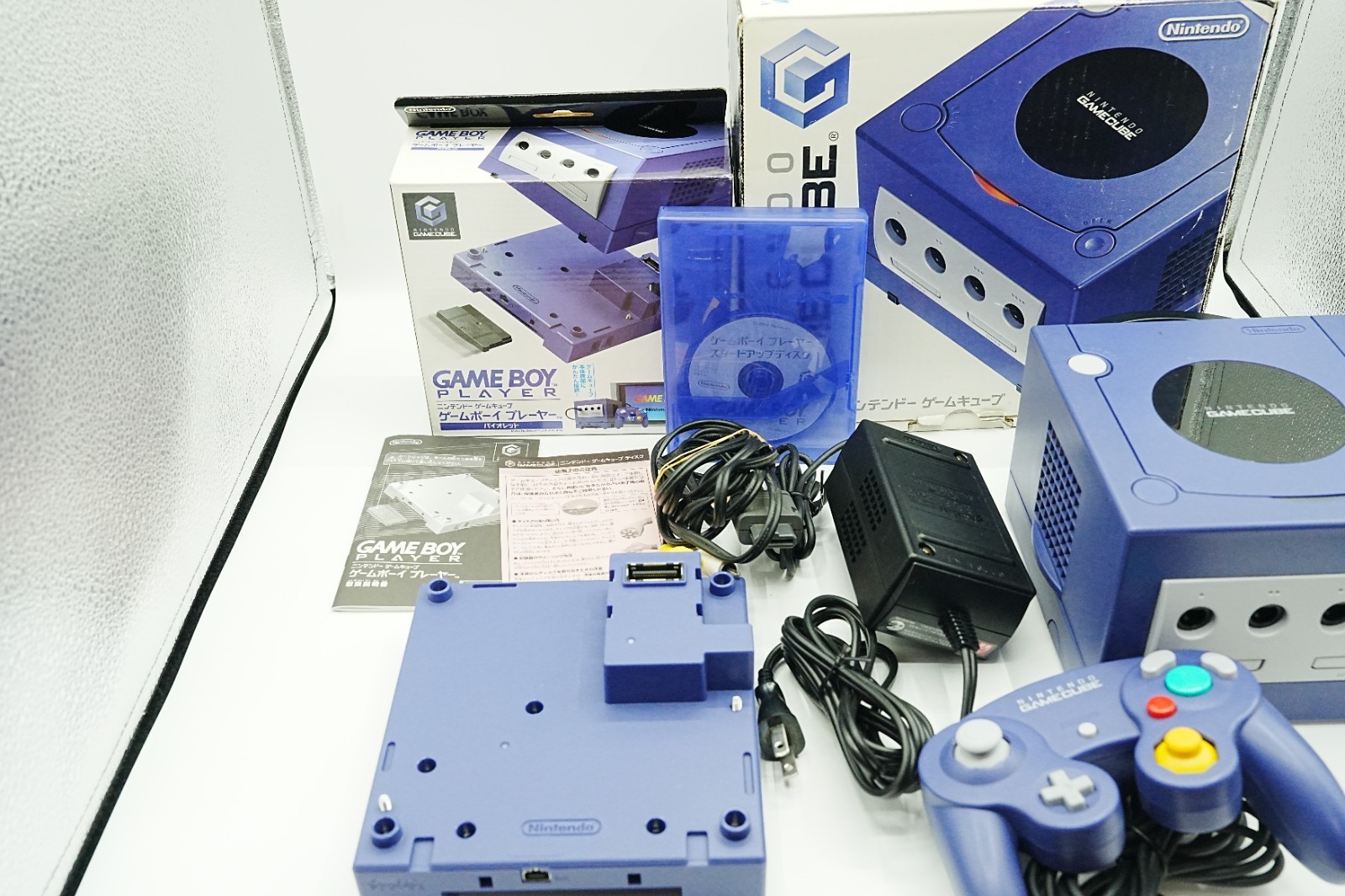 Nintendo GameCube Violet Console Game Boy Player Startup Disc Boxed Set