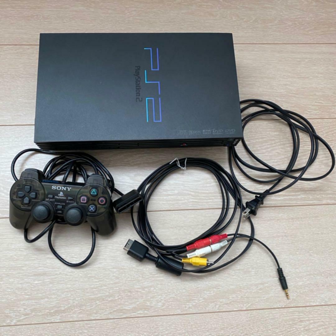 SONY PS2 PlayStation 2 SCPH-10000 Black Console Controller ＋ Cable Set NTSC-J