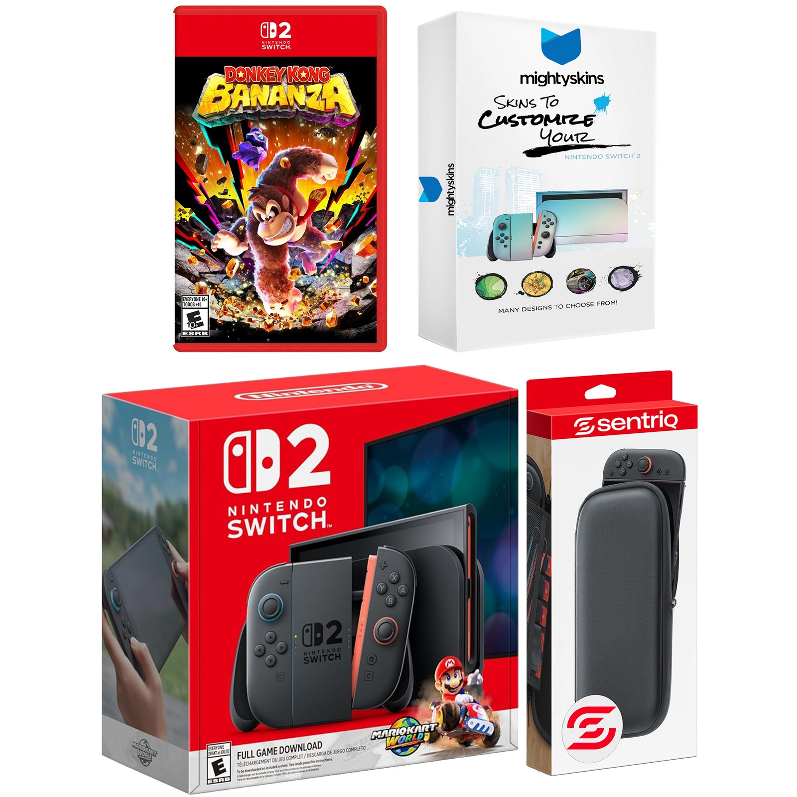 Nintendo Switch 2 Mario Kart World, Donkey Kong Bonanza, Protective Case Bundle