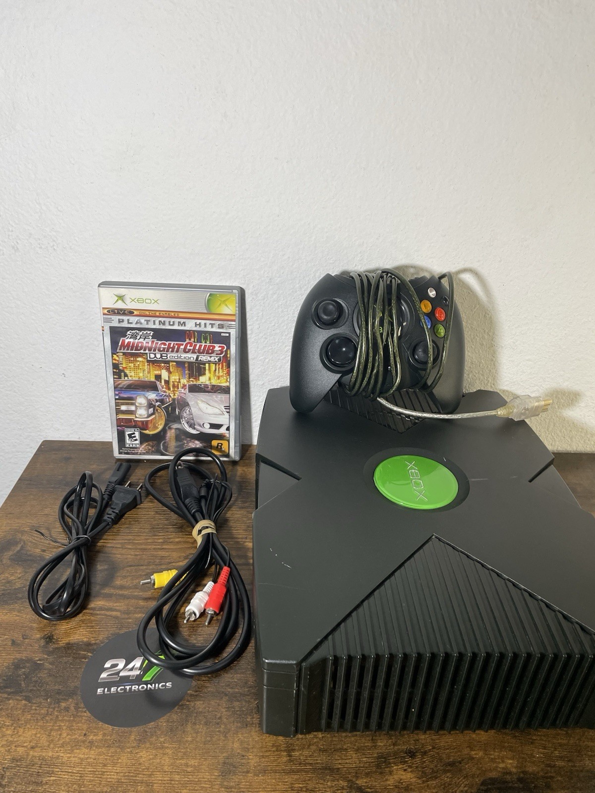 Original Xbox Microsoft Console Bundle Controller Cables Midnight Club TESTED