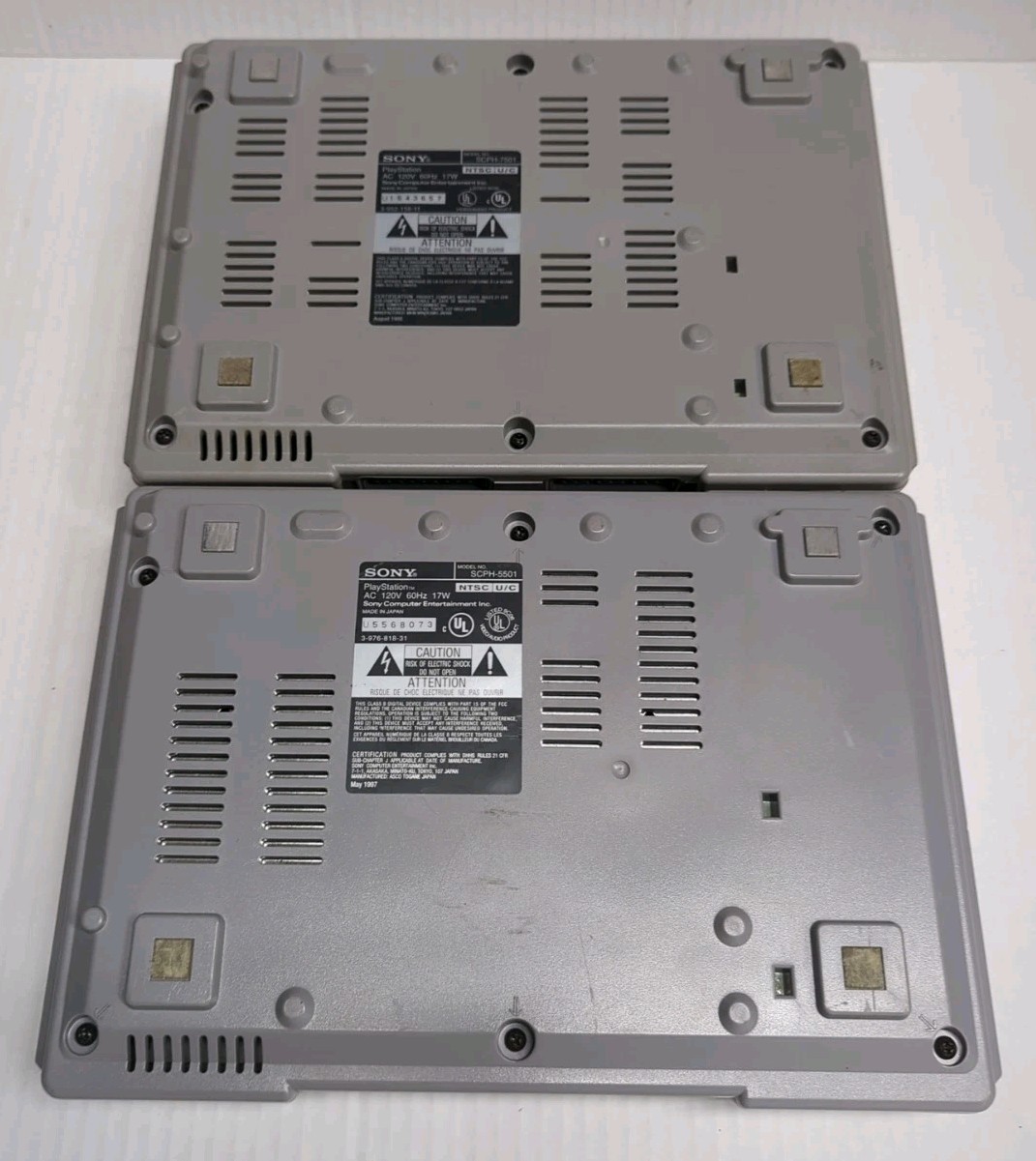 NOT WORKING For Parts Repair 2X Sony PlayStation PS1 Console 7501 & 5501 MS5