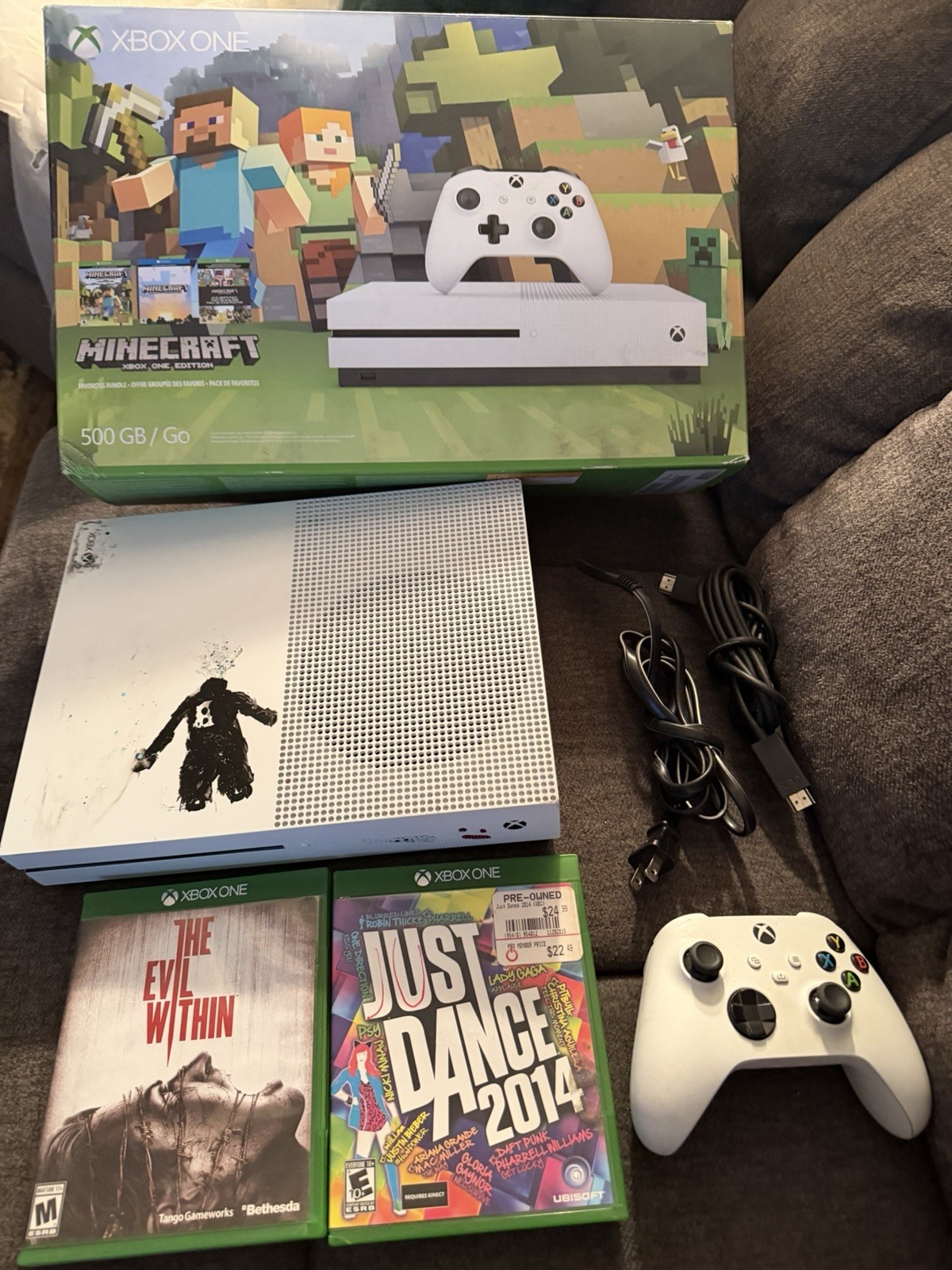Xbox One S 500GB Minecraft Edition Microsoft Console Bundle With Games Boxed