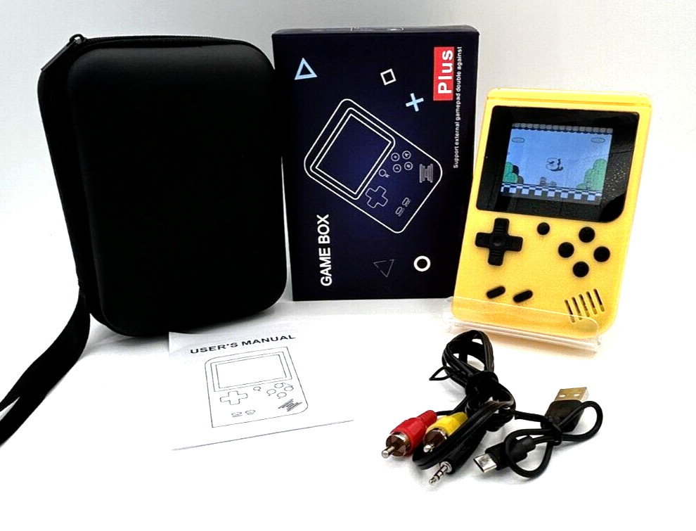 Game Box Plus- Hand Held Game System, Yellow 400 Games In 1 With Carrying Case