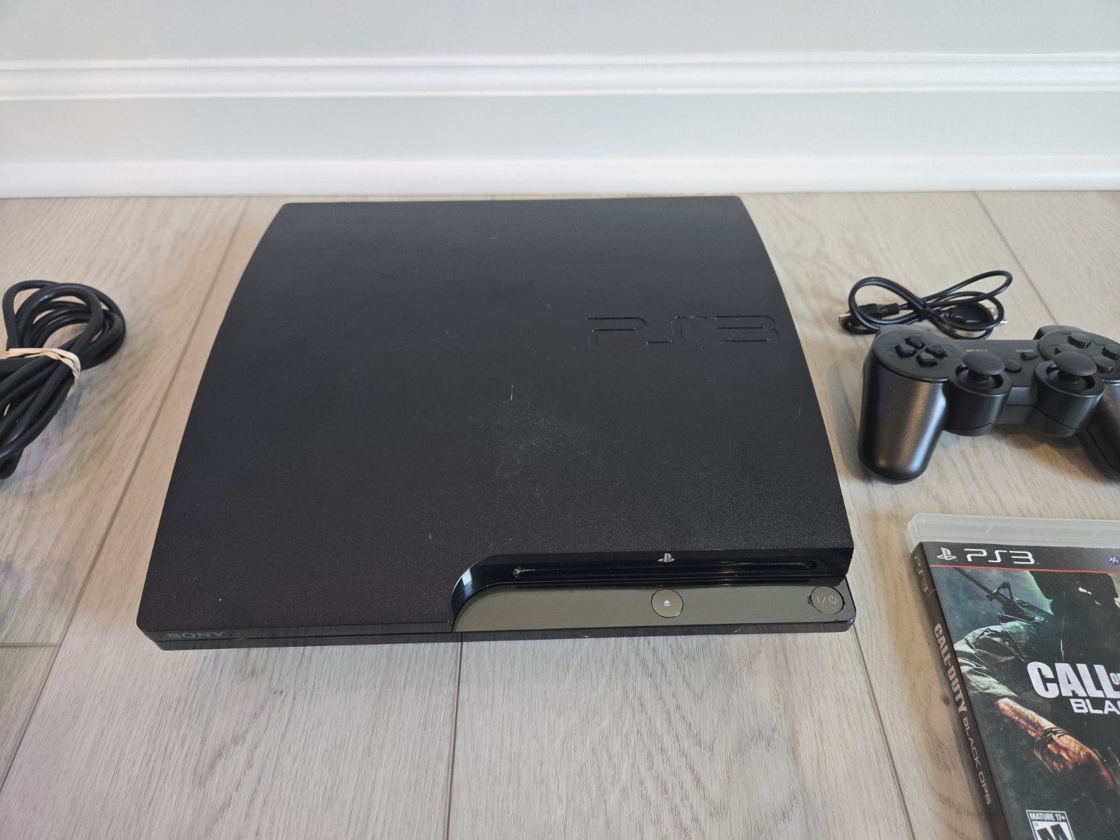 Sony PlayStation 3 PS3 Slim Console 250GB 2001B Controller & Cables Working!
