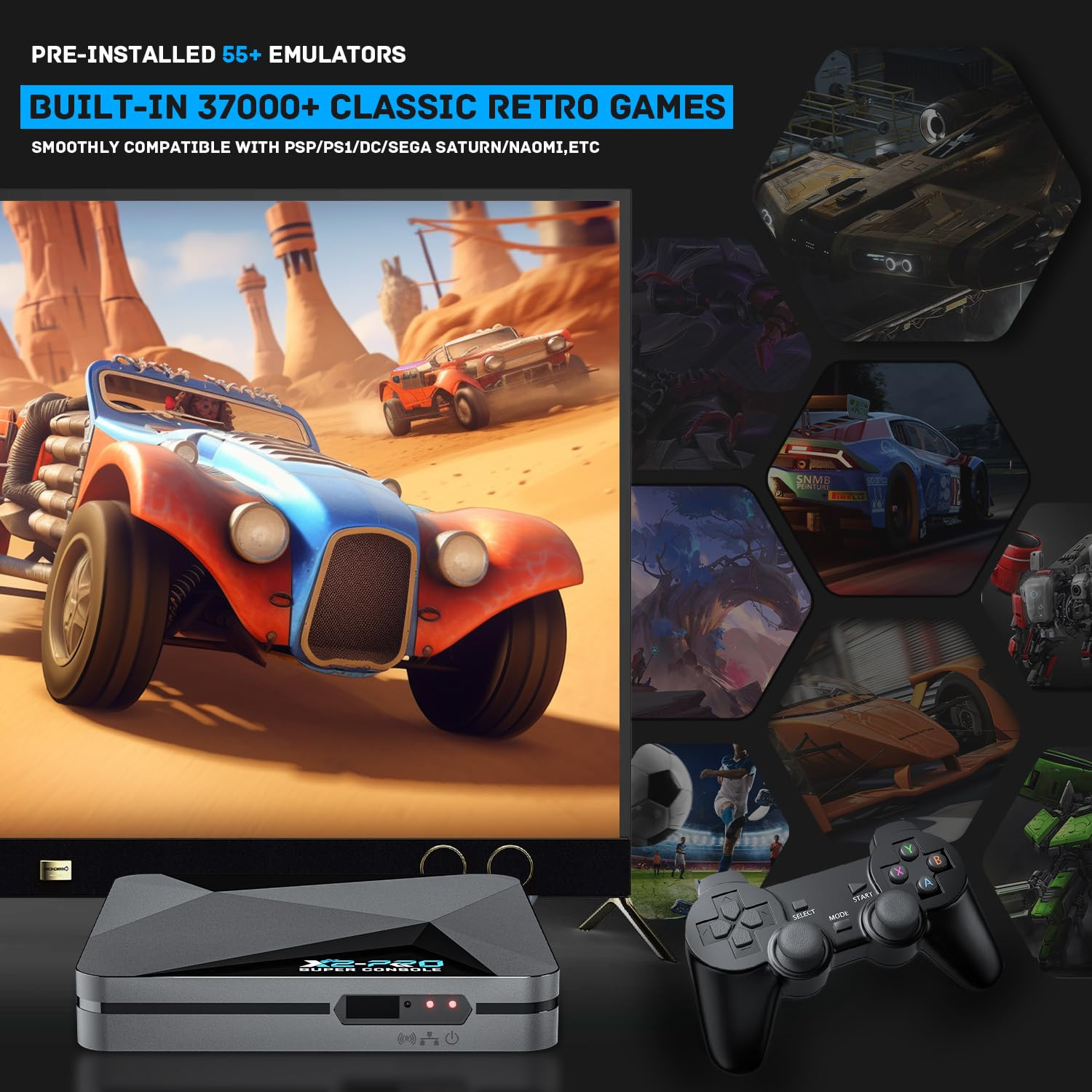 2026 Upgrade Retro Game Console,Super Console X2 PRO Emulator Console with 37,00
