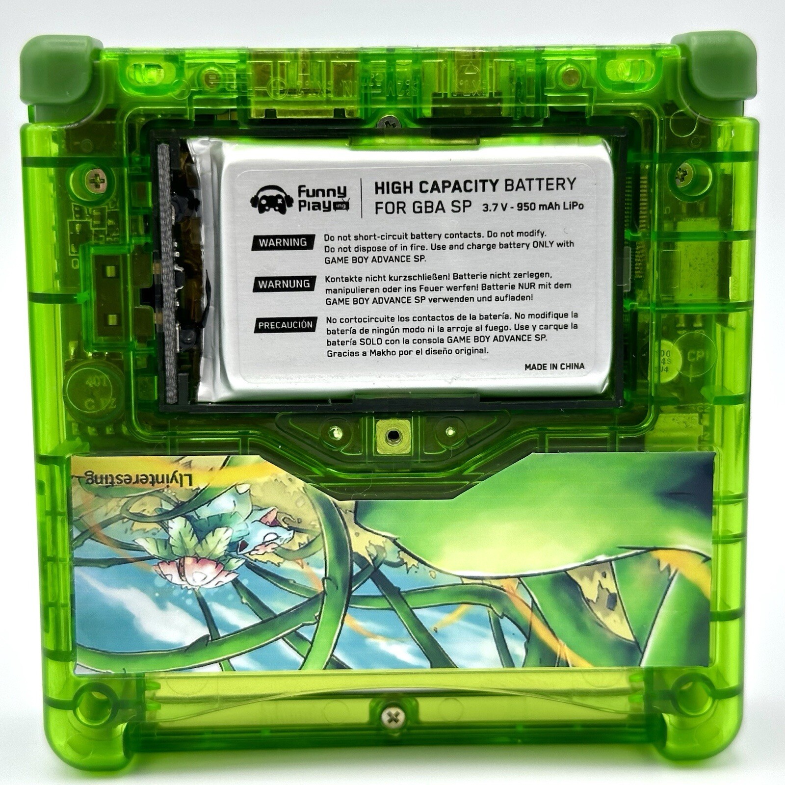 Game Boy Advance SP Custom IPS Backlit Screen UV Printed Shell Venusaur Pokemon