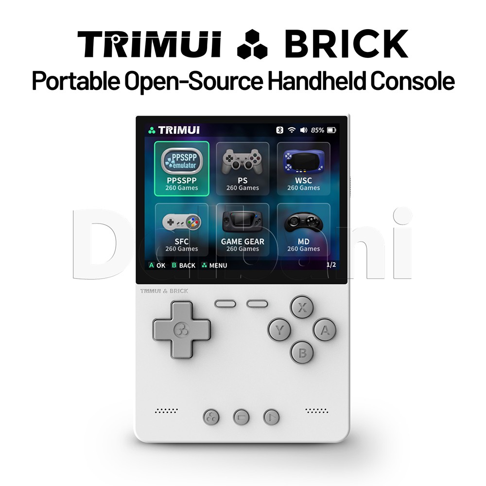 TrimUI Brick White Open Source Handheld Game Console with 64GB