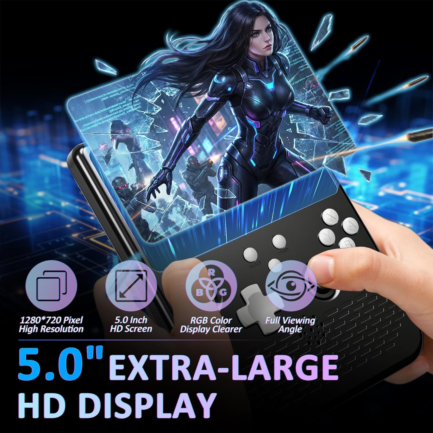 H5 Retro Gaming Console 5.0 IPS 40000 Games Black
