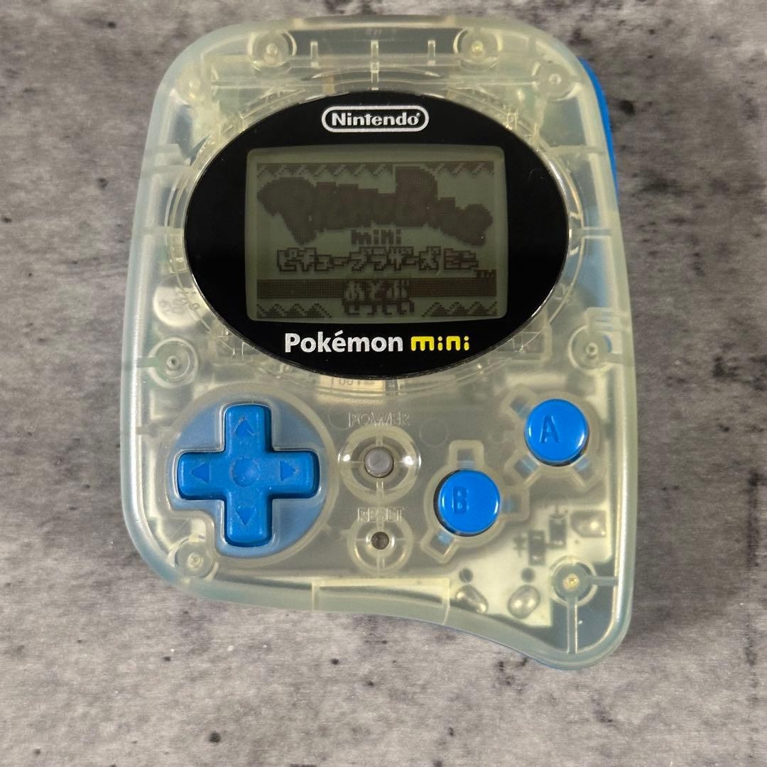 Nintendo Pokémon mini Console Clear + 3 Games Pichu Bros Party Pinball Tested