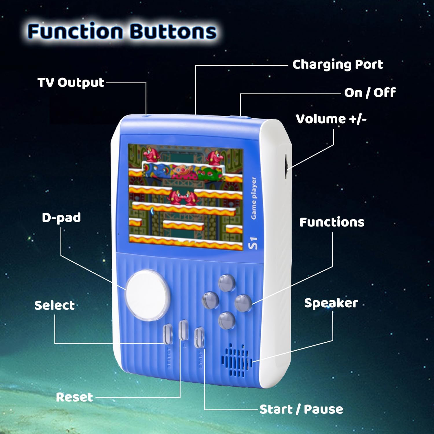 Kid Mini Handheld Retro Games Console Built in 666 Classic Games, Portable Handh
