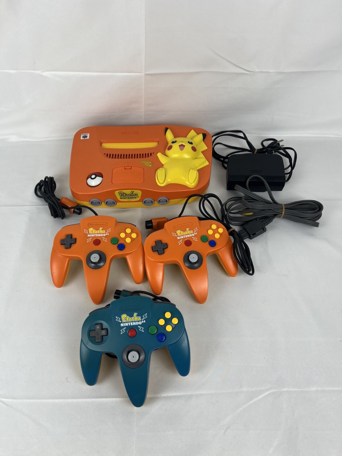 Nintendo 64 N64 Pokemon Pikachu Console Orange Blue Used